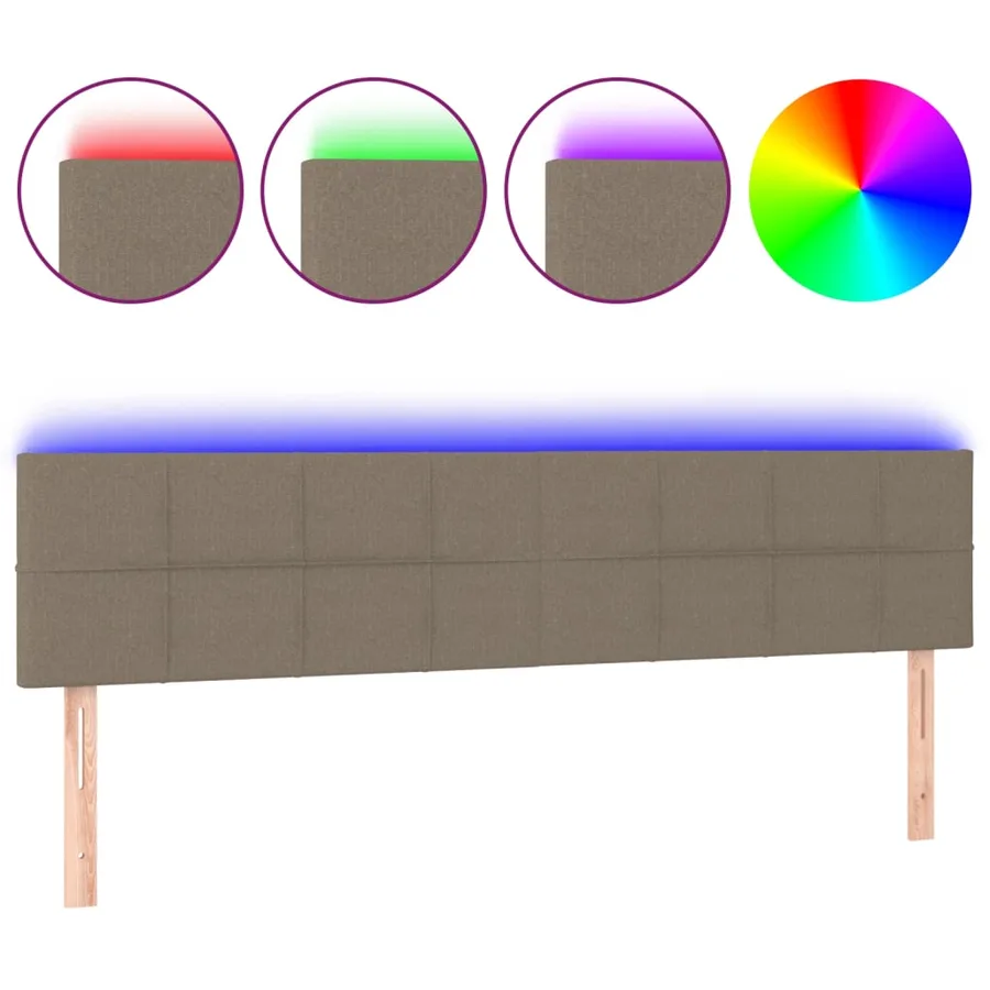 Tête de lit à LED Taupe 180x5x78/88 cm Tissu - 2
