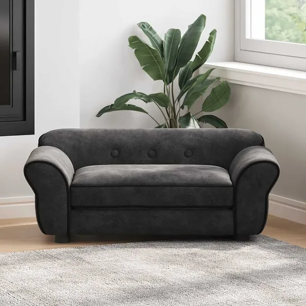 Canapé pour chien Noir 72x45x30 cm Peluche