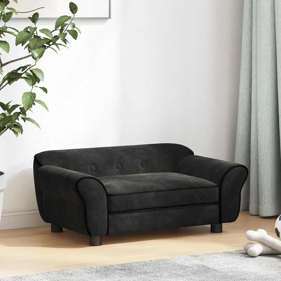 Canapé pour chien Noir 72x45x30 cm Peluche - 3