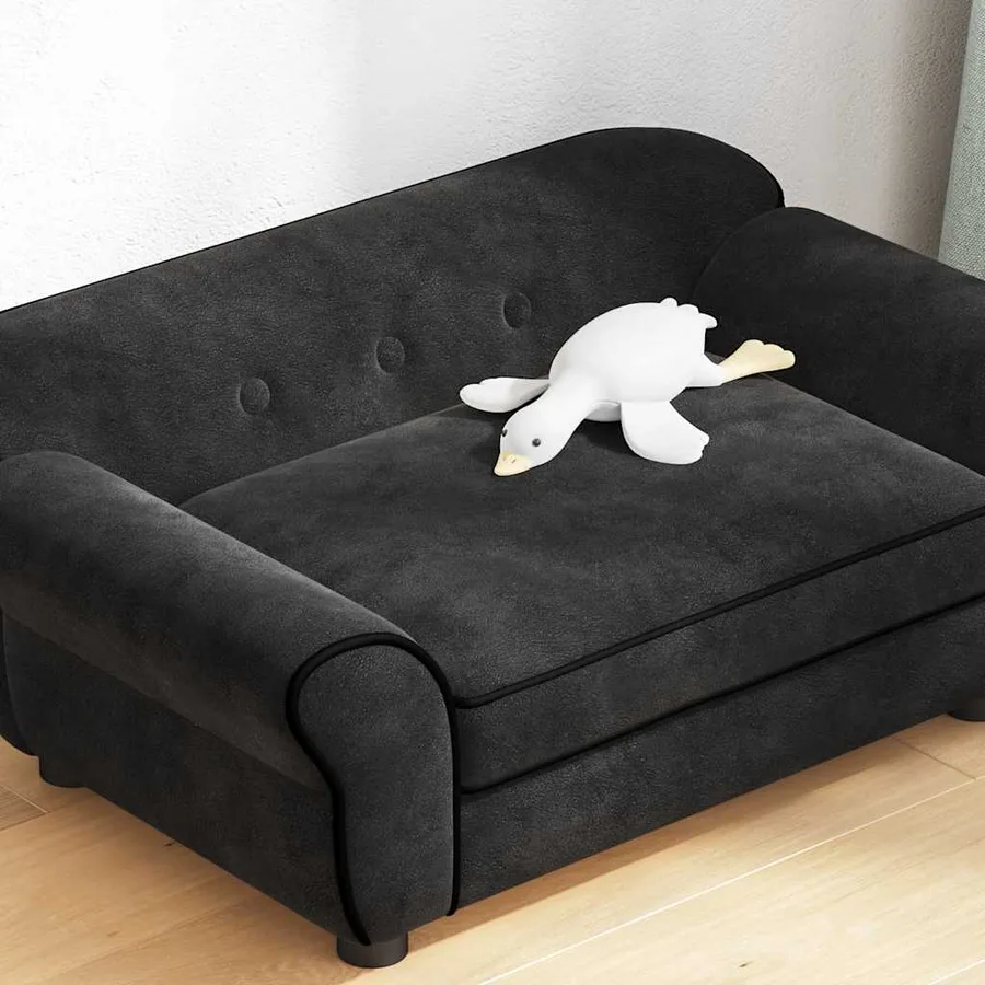 Canapé pour chien Noir 72x45x30 cm Peluche - 4