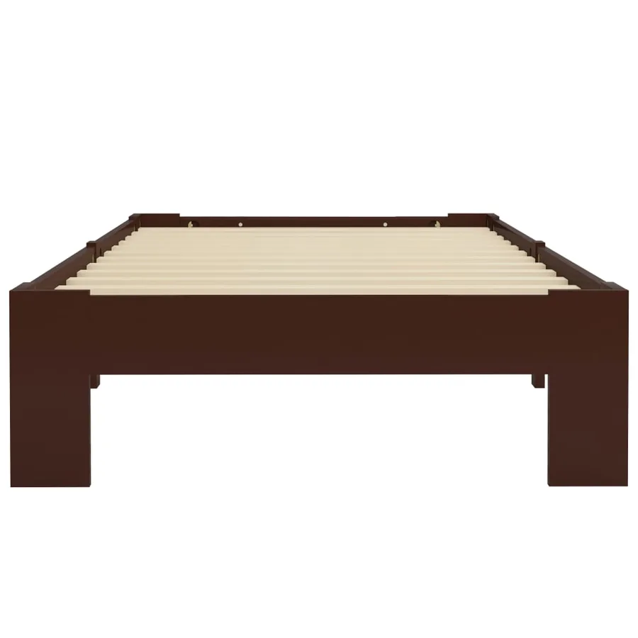Cadre de lit sans matelas marron foncé bois pin massif 90x200cm - 4