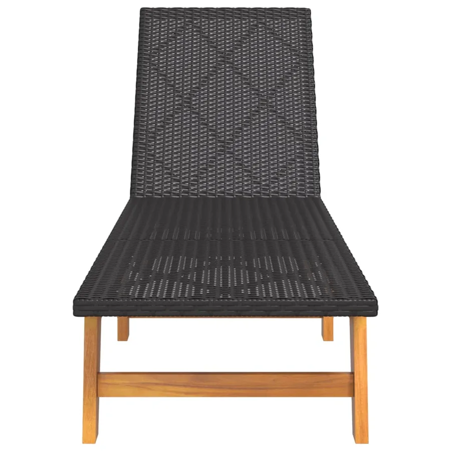 Chaises longues lot de 2 noir/marron résine tressée/bois acacia - 5