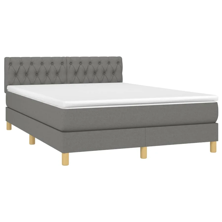 Sommier à lattes de lit et matelas et LED Gris foncé 140x200 cm - 3