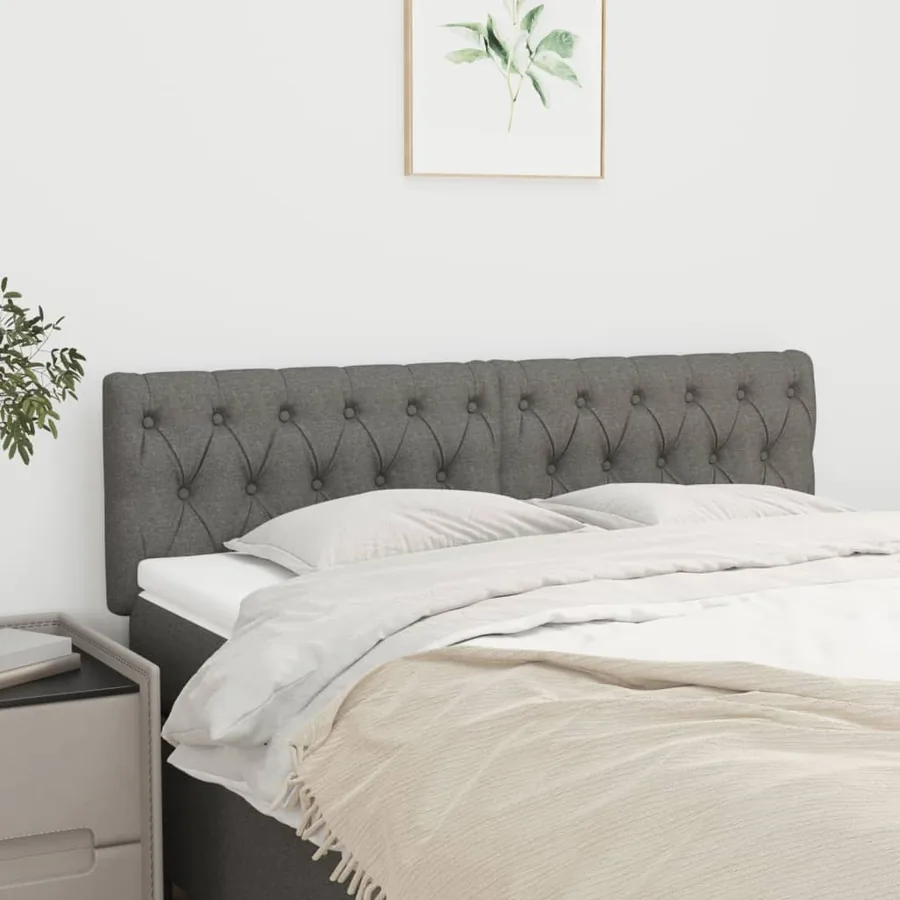 Têtes de lit Gris foncé 144x7x78/88 cm Tissu