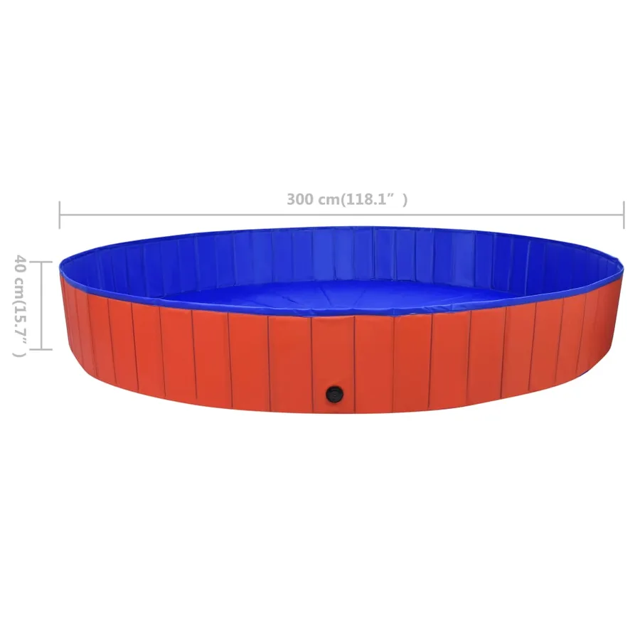 Piscine pliable pour chiens Rouge 300x40 cm PVC - 9