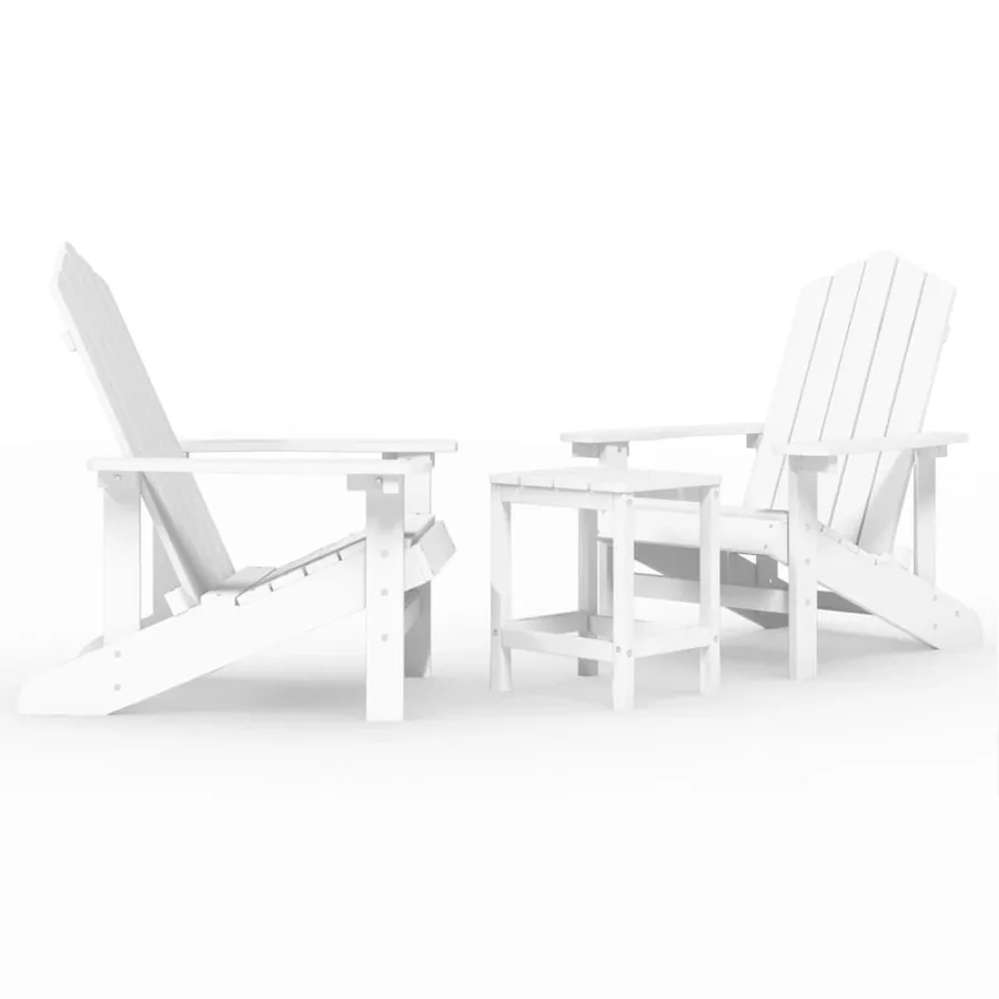 Chaises de jardin Adirondack avec table PEHD Blanc - 2