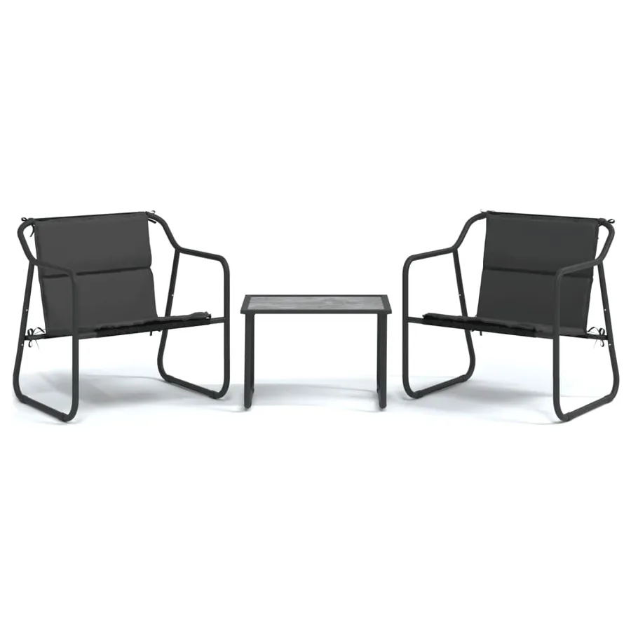 Salon de jardin avec coussins 3 pcs anthracite acier - 2