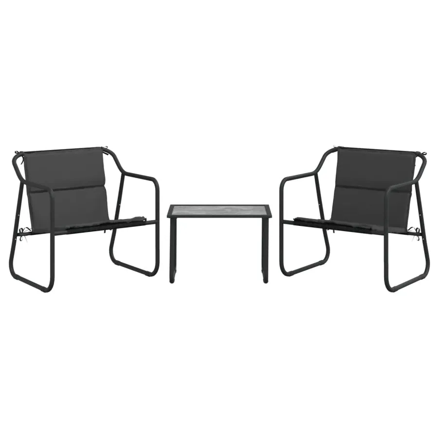 Salon de jardin avec coussins 3 pcs anthracite acier - 3