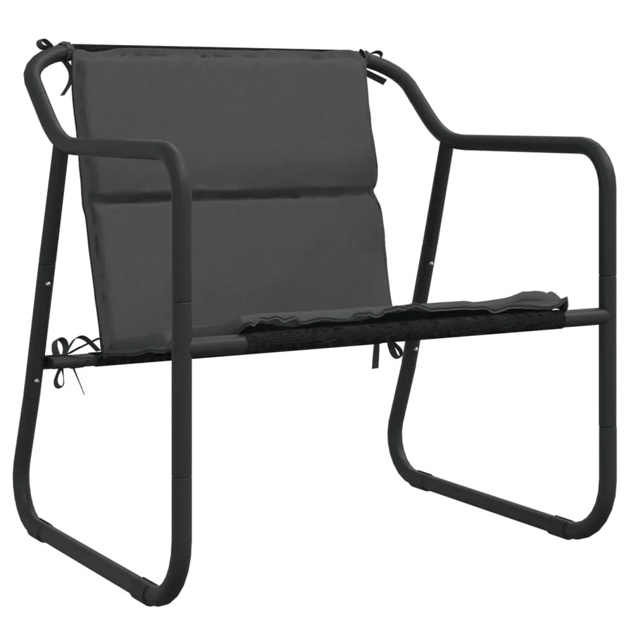 Salon de jardin avec coussins 3 pcs anthracite acier - 4