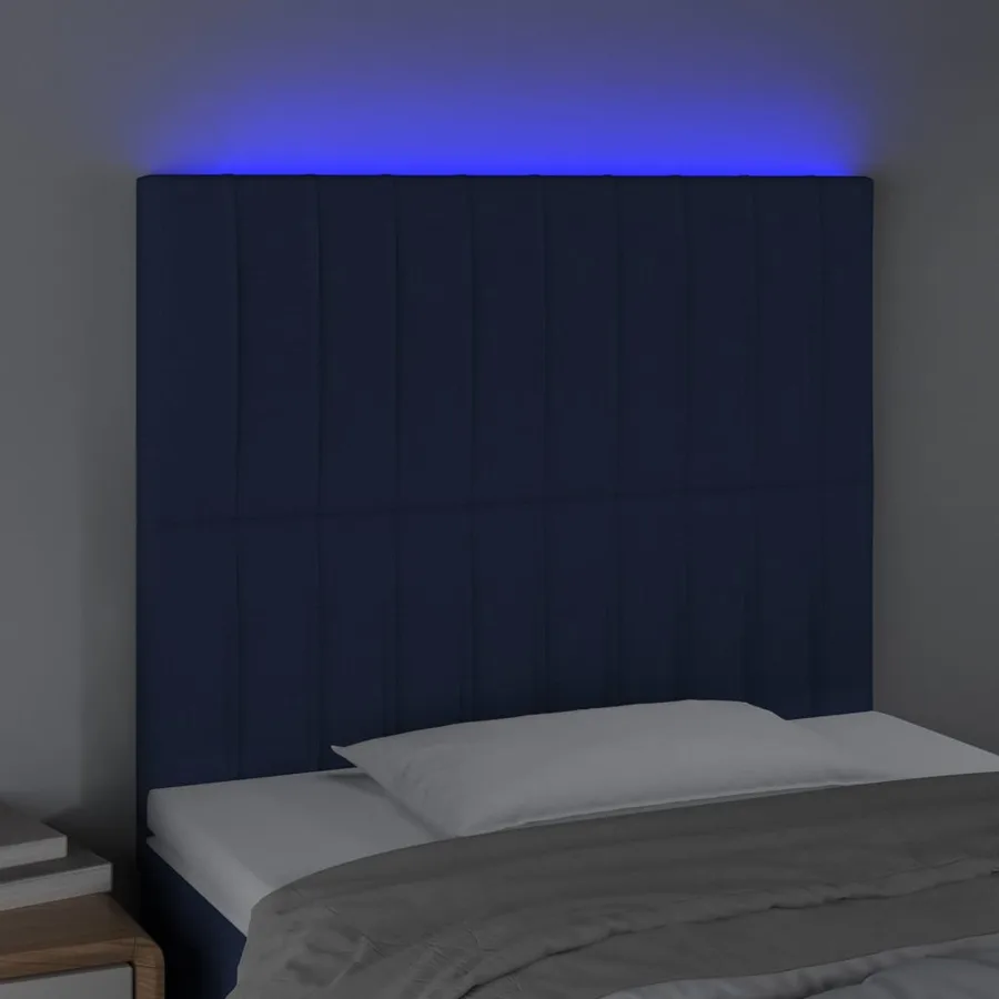 Tête de lit à LED Bleu 90x5x118/128 cm Tissu - 3