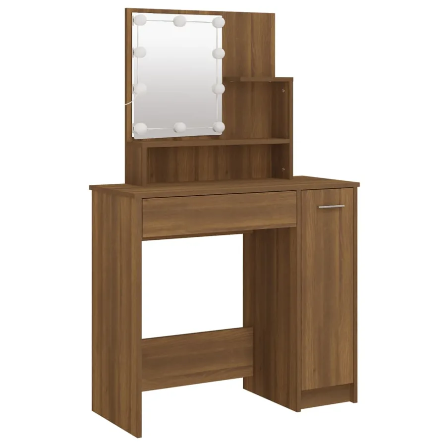 Ensemble de coiffeuse avec LED Chêne marron Bois d'ingénierie - 7