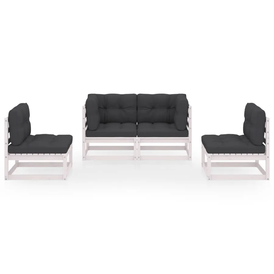 Salon de jardin 4 pcs avec coussins Bois de pin massif - 3