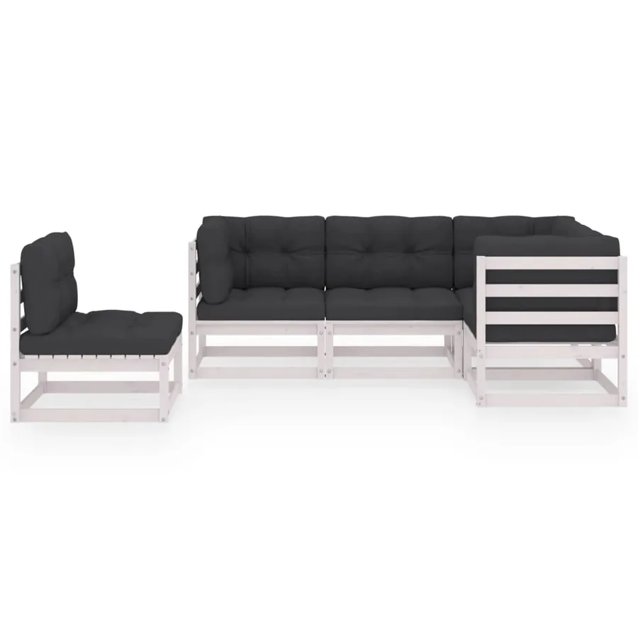 Salon de jardin 5 pcs avec coussins Bois de pin massif - 3