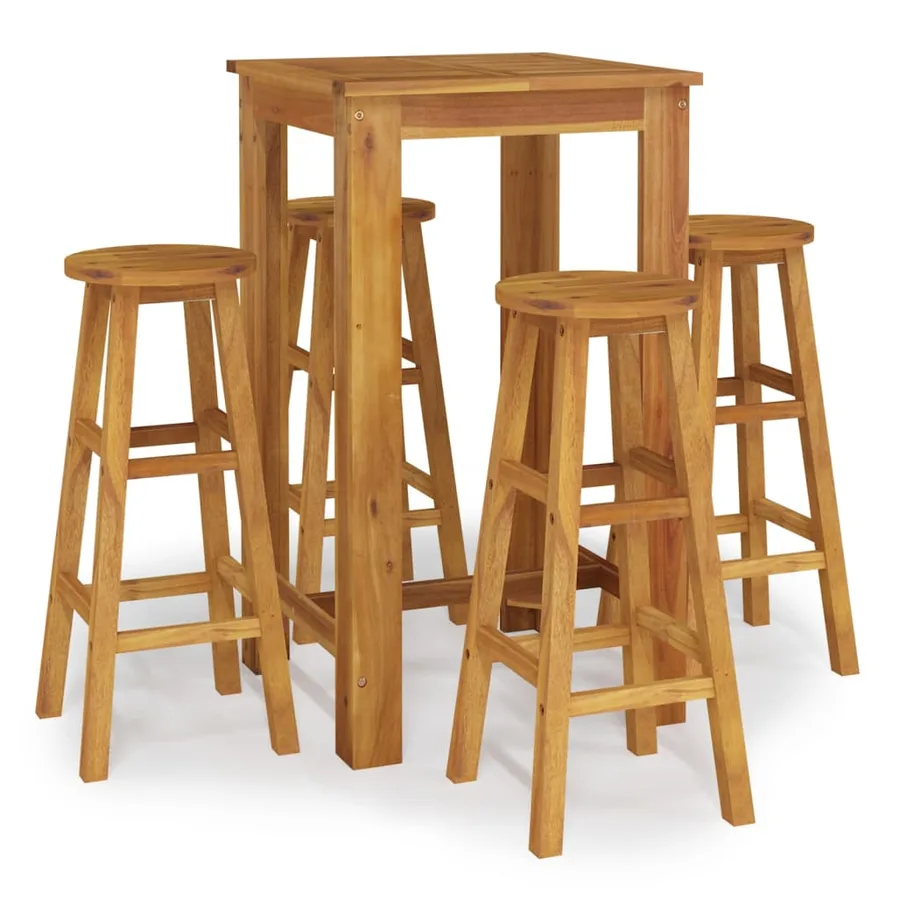 Ensemble de bar de jardin 5 pcs bois d'acacia solide - 2