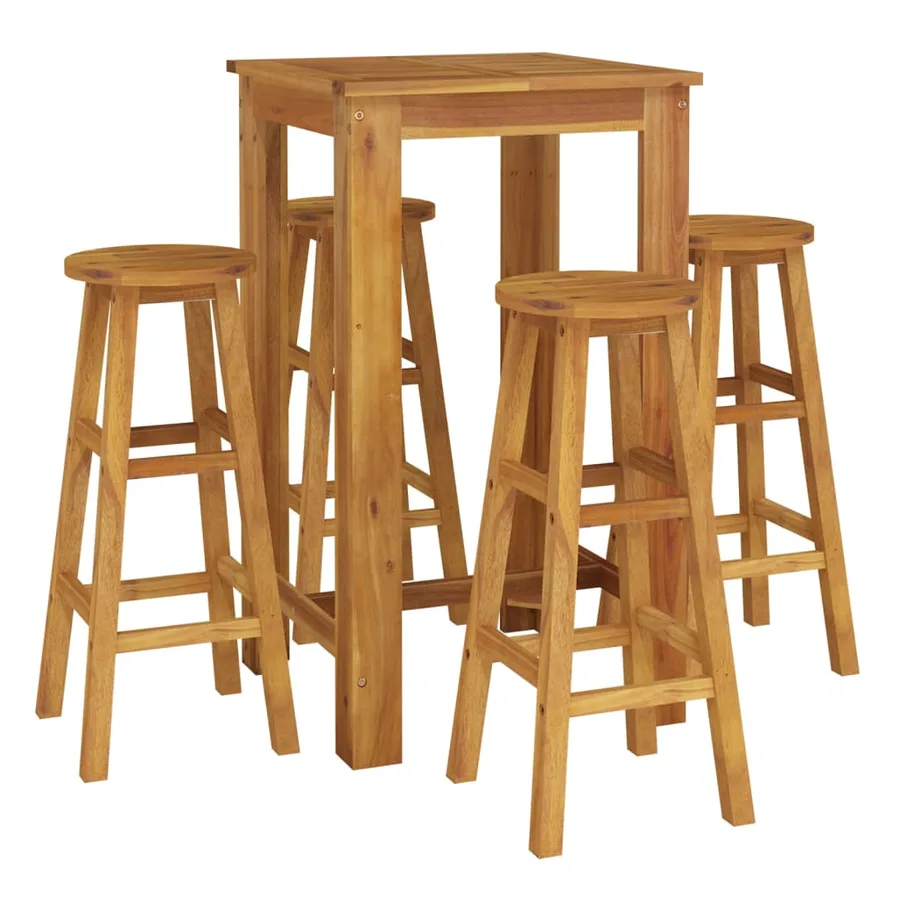 Ensemble de bar de jardin 5 pcs bois d'acacia solide - 3