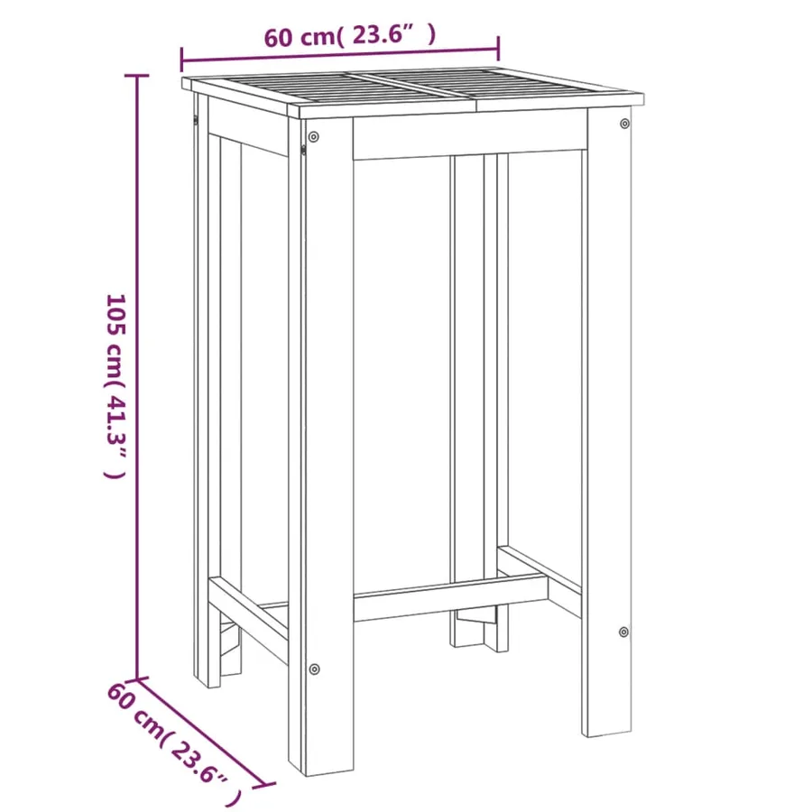 Ensemble de bar de jardin 5 pcs bois d'acacia solide - 9