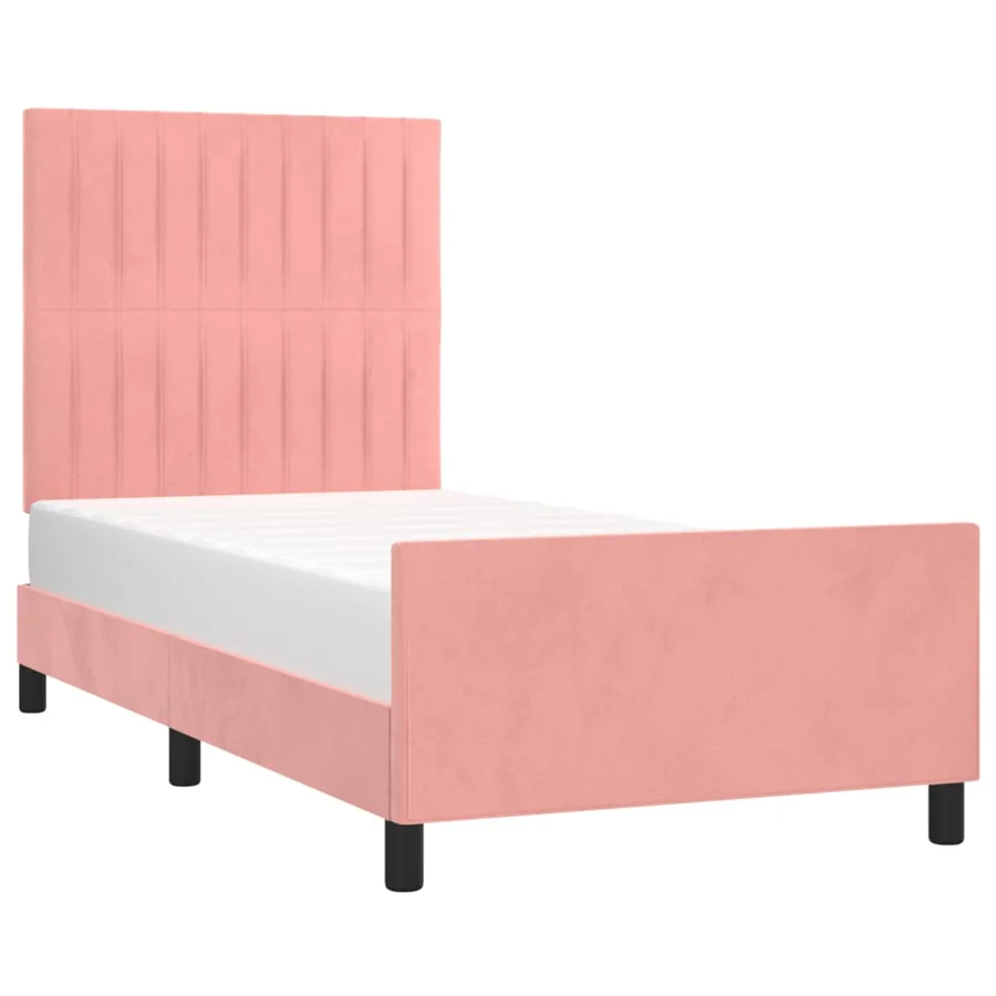 Cadre de lit sans matelas rose 80x200 cm velours - 3