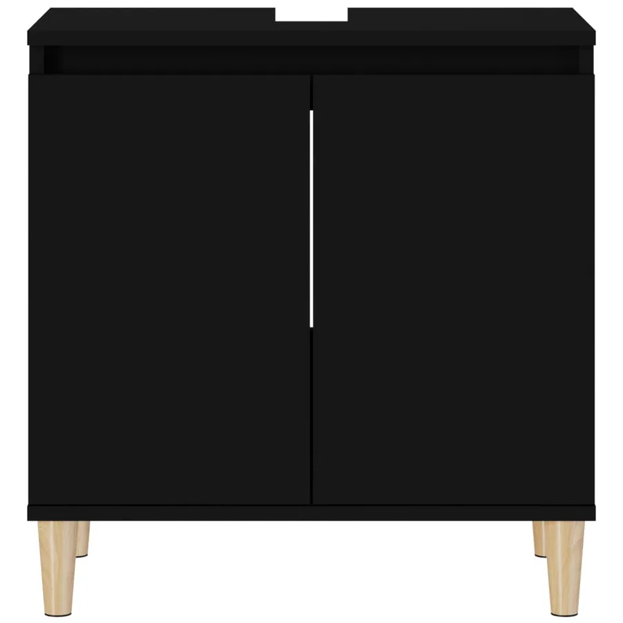 Meuble d'évier noir 58x33x60 cm bois d'ingénierie - 6