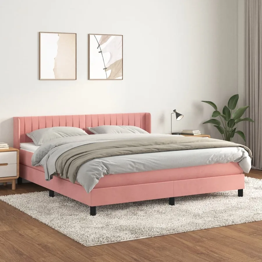 Sommier à lattes de lit avec matelas Rose 160x200 cm Velours