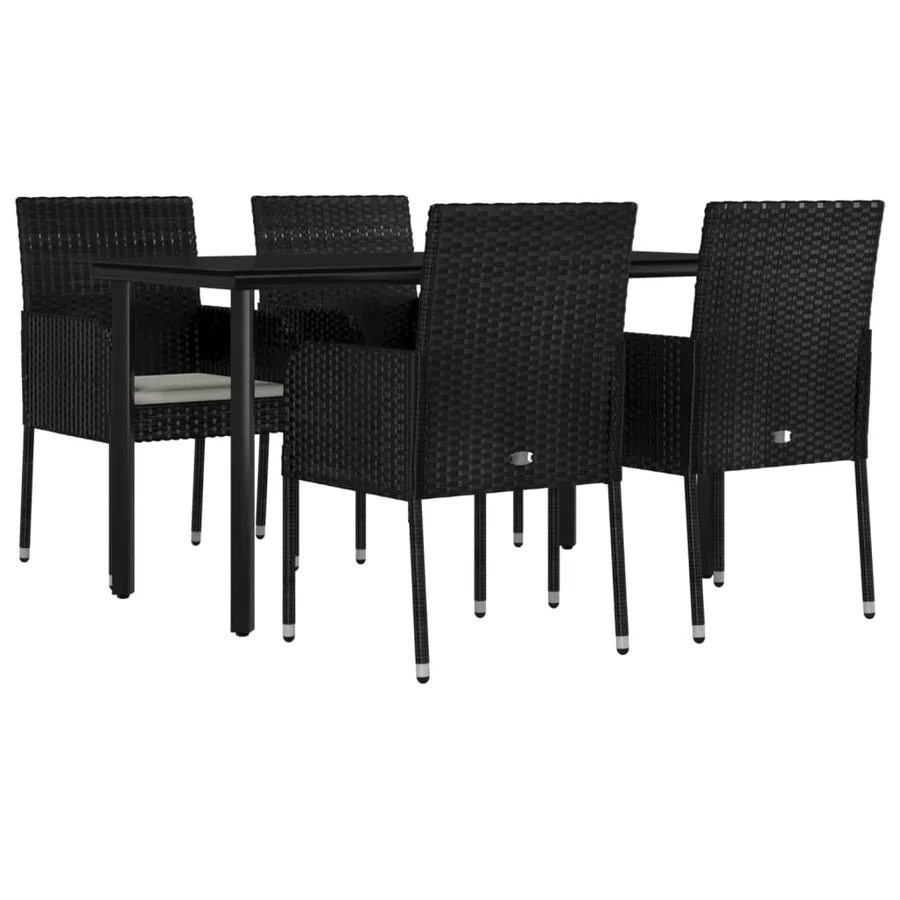 Ensemble à manger de jardin coussins 5pcs Noir Résine tressée - 3
