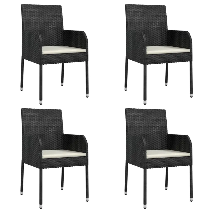 Ensemble à manger de jardin coussins 5pcs Noir Résine tressée - 4