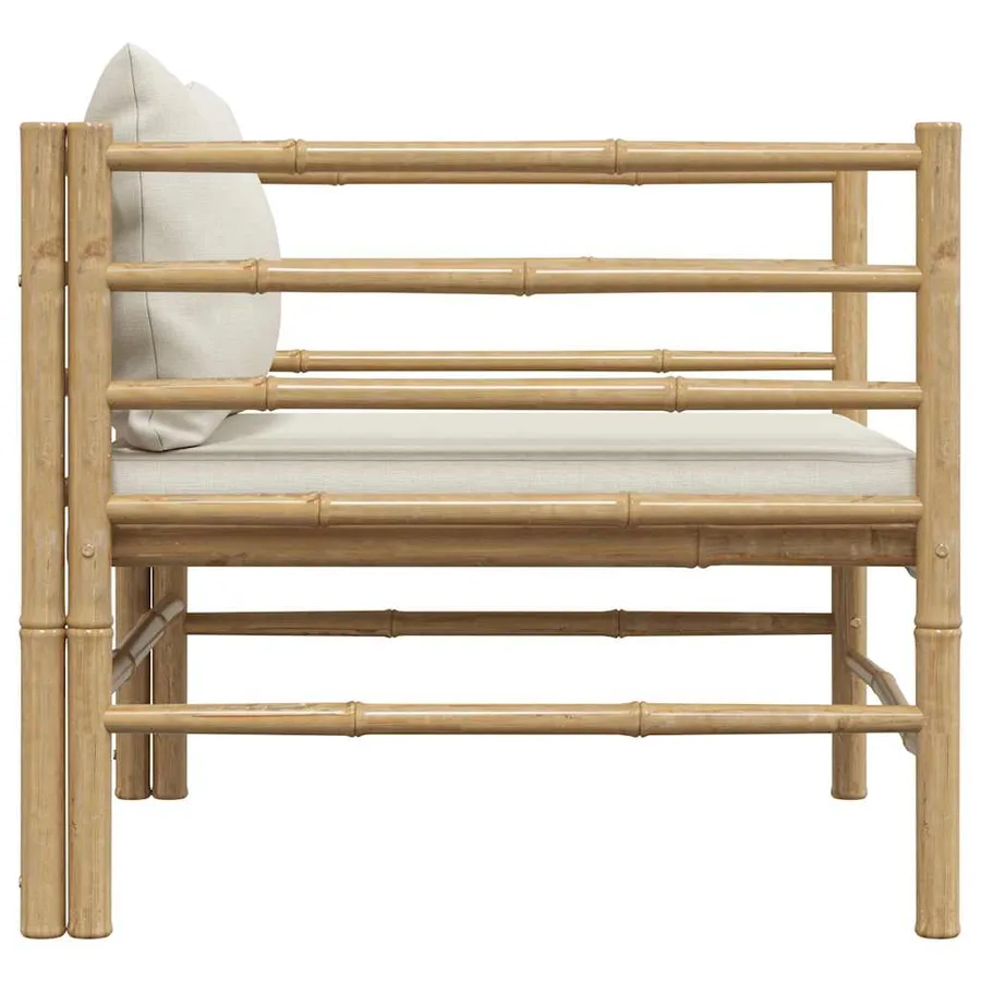 Canapé de jardin avec coussins blanc crème Bambou - 4