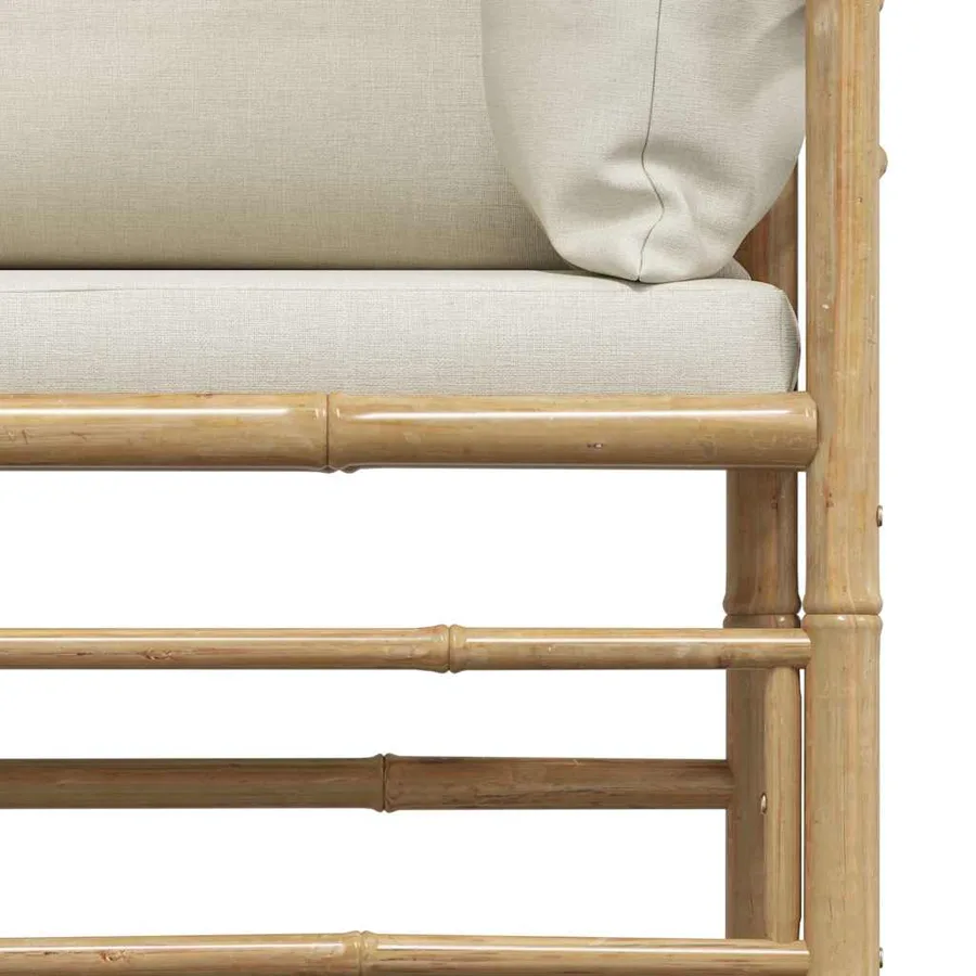 Canapé de jardin avec coussins blanc crème Bambou - 8