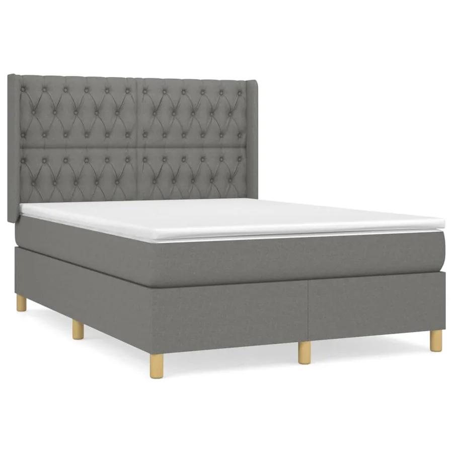 Sommier à lattes de lit avec matelas Gris foncé 140x190cm Tissu - 2