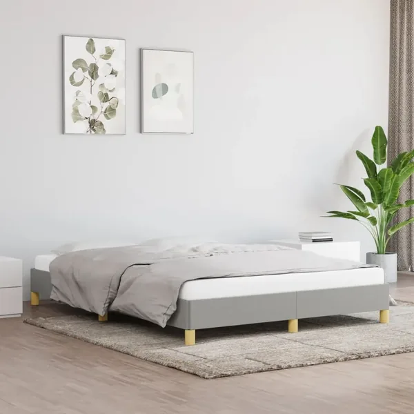 Cadre de lit sans matelas gris clair 140x200 cm tissu