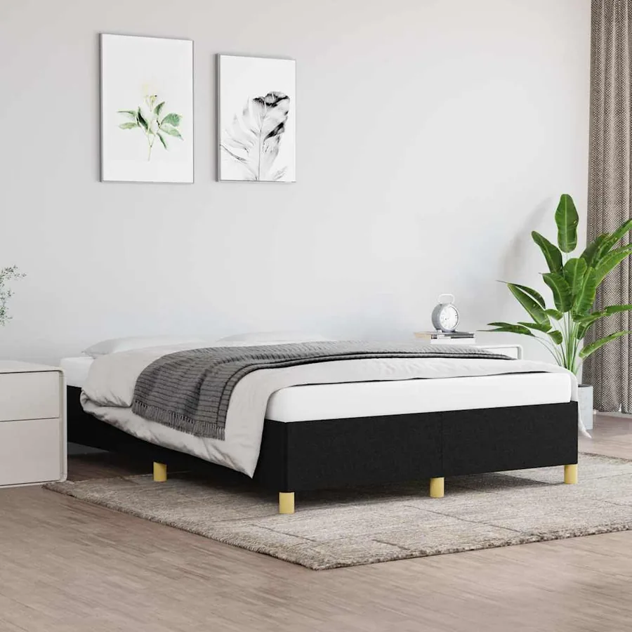 Cadre de lit sans matelas noir 140x200 cm tissu