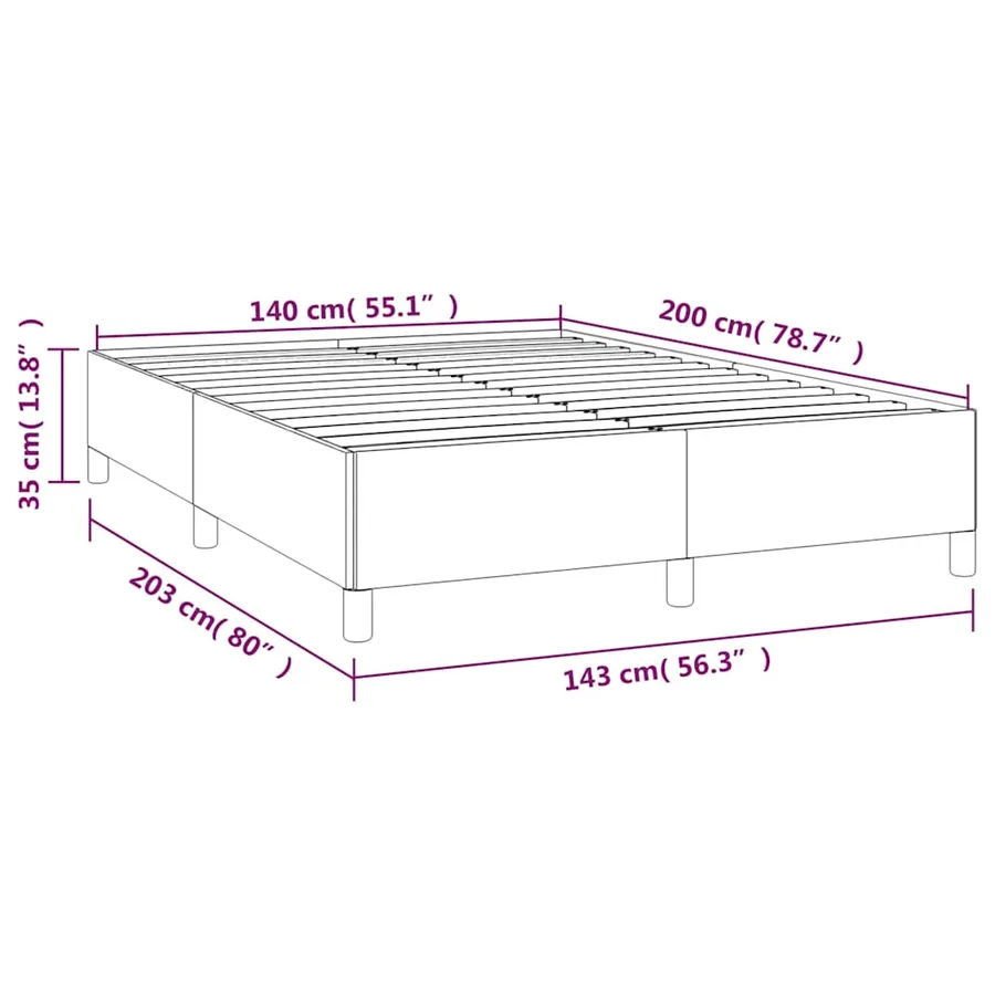 Cadre de lit sans matelas noir 140x200 cm tissu - 9