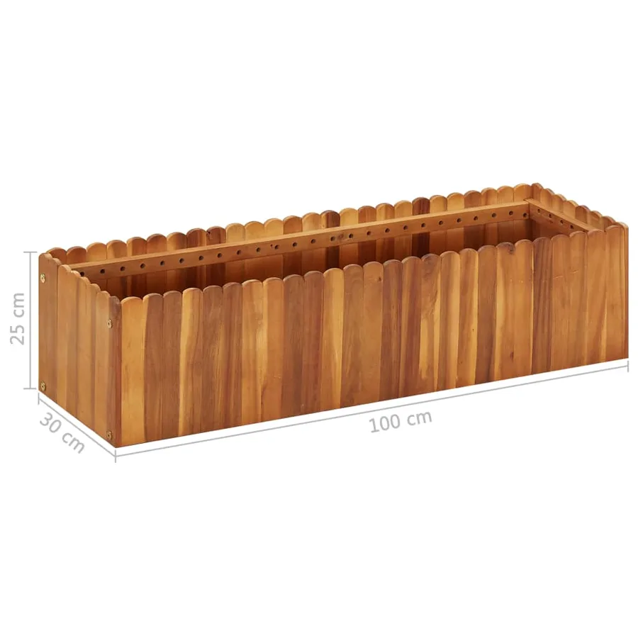 Lit surélevé de jardin 100x30x25 cm Bois massif d'acacia - 6