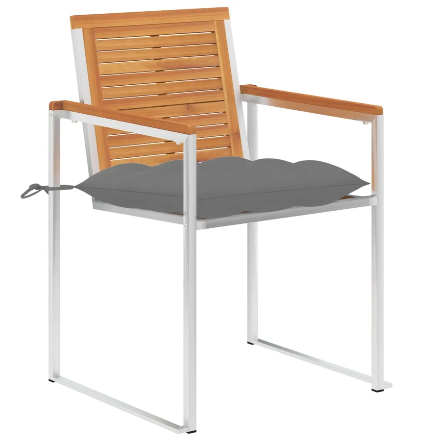 Chaises de jardin avec coussins lot de 2 Acacia solide et acier - 2