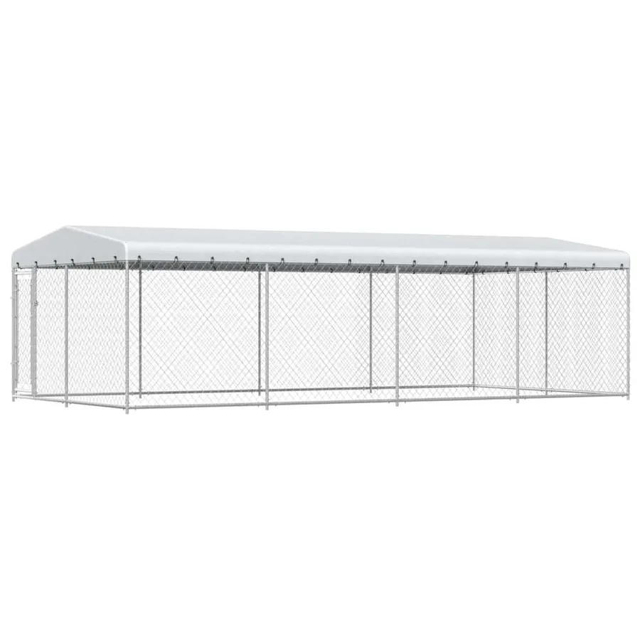Chenil extérieur avec toit pour chiens 7,6x3,8x2,3 m - 2