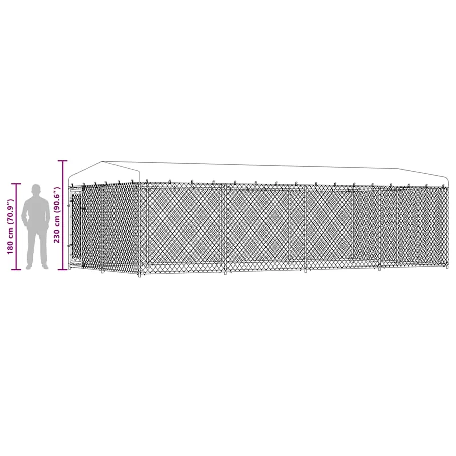 Chenil extérieur avec toit pour chiens 7,6x3,8x2,3 m - 9