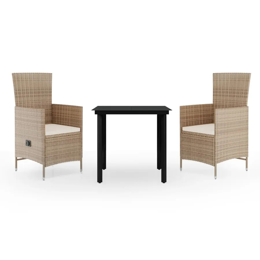 Ensemble à manger de jardin avec coussins 3 pcs Beige - 2