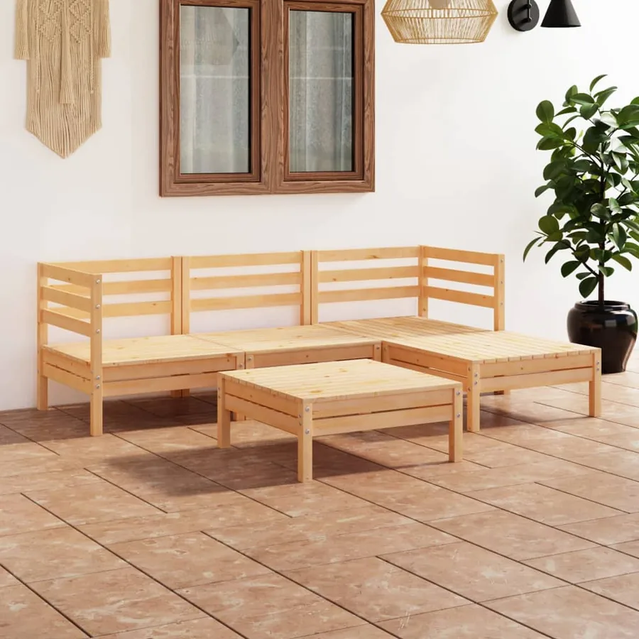 Salon de jardin 5 pcs Bois de pin massif