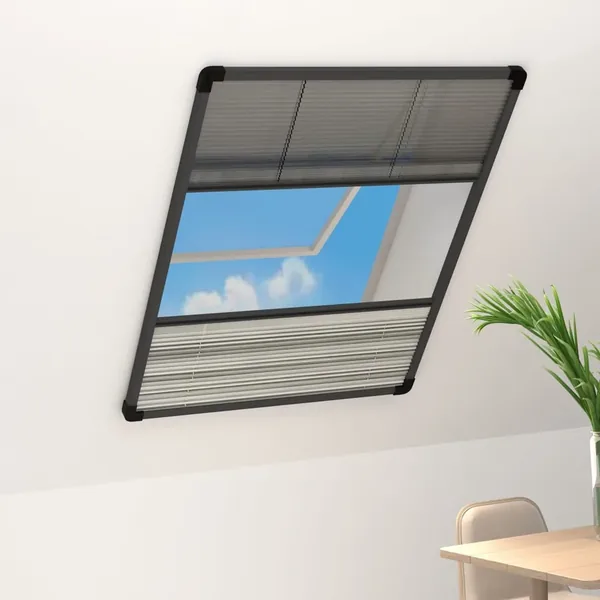 Moustiquaire plissée pour fenêtre Aluminium 80x120 cm