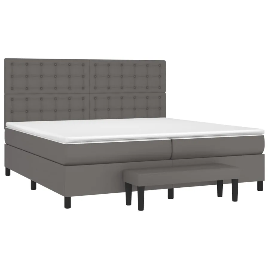 Sommier à lattes de lit avec matelas Gris 200x200 cm Similicuir - 3