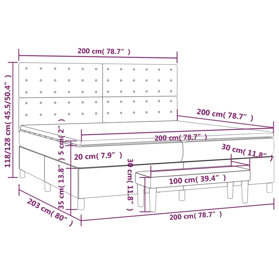 Sommier à lattes de lit avec matelas Gris 200x200 cm Similicuir - 8