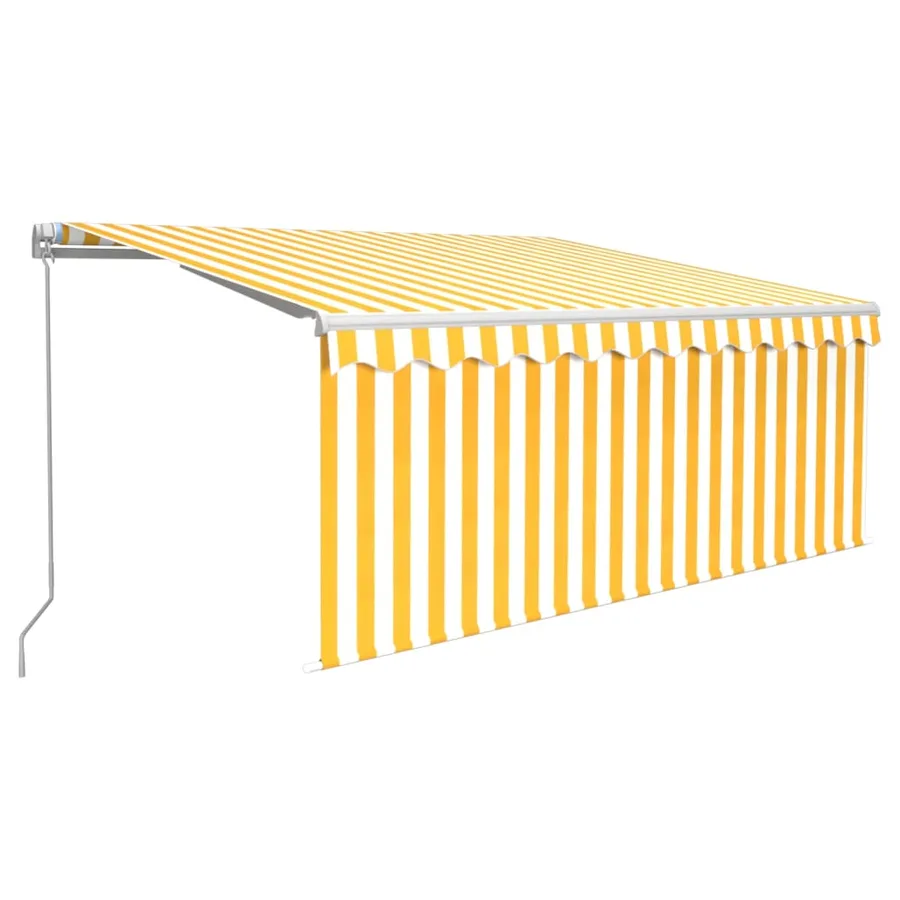 Auvent manuel rétractable avec store 3x2,5 m Jaune et blanc - 2