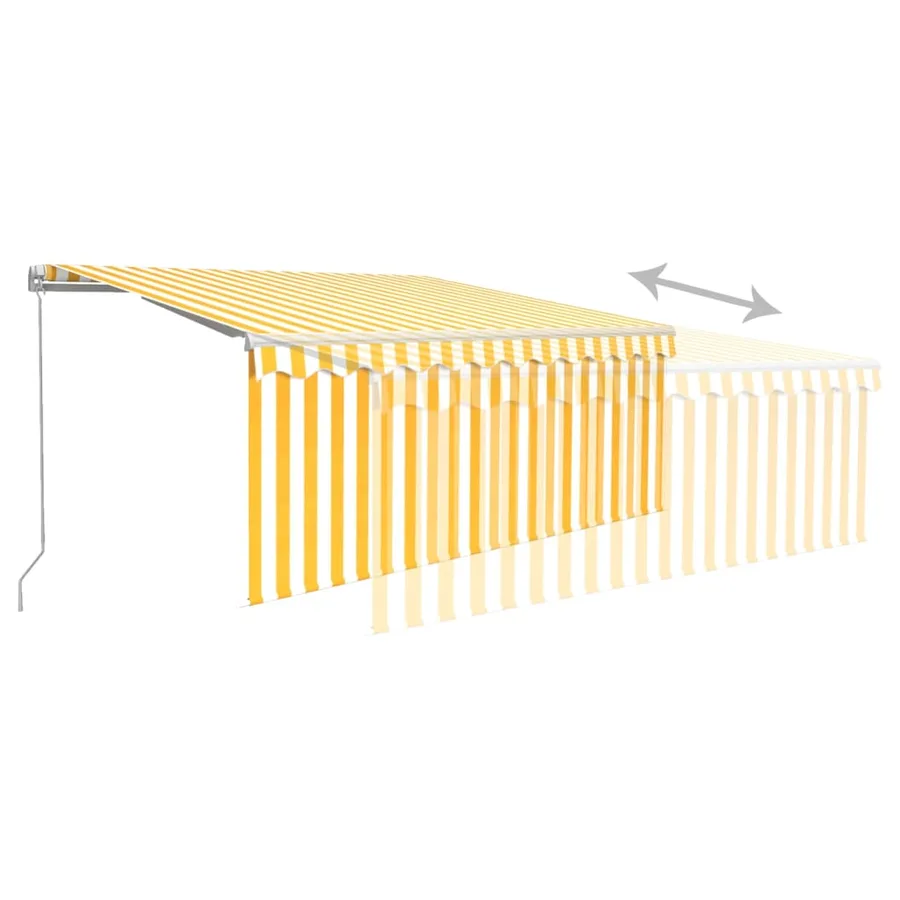 Auvent manuel rétractable avec store 3x2,5 m Jaune et blanc - 4