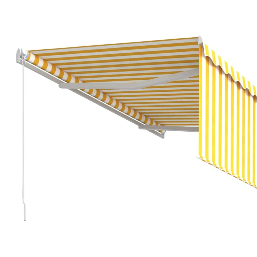 Auvent manuel rétractable avec store 3x2,5 m Jaune et blanc - 5