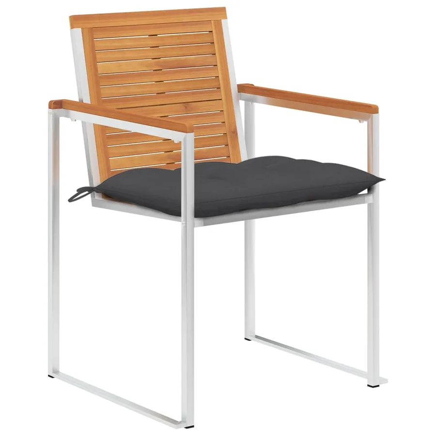 Chaises de jardin lot de 8 avec coussins Bois d'acacia solide - 2