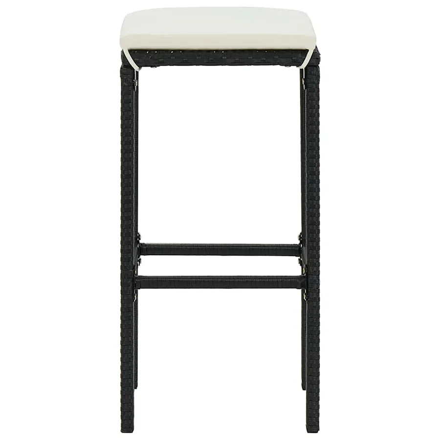 Ensemble de bar de jardin 9 pcs et coussins Résine tressée Noir - 9