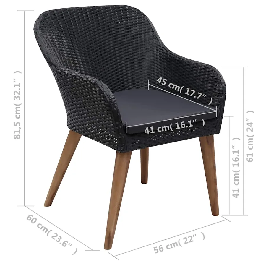 Ensemble à manger de jardin 3 pcs Noir - 12