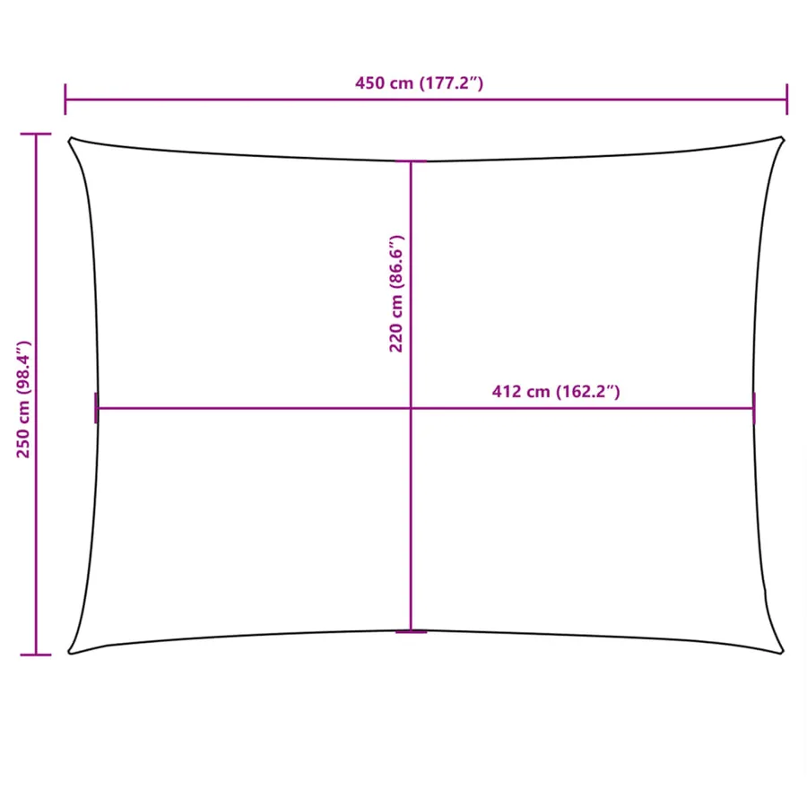 Voile de parasol tissu oxford rectangulaire 2,5x4,5 m noir - 10