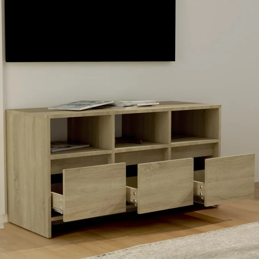 Meuble TV Chêne sonoma 102x37,5x52,5 cm Bois d'ingénierie - 3