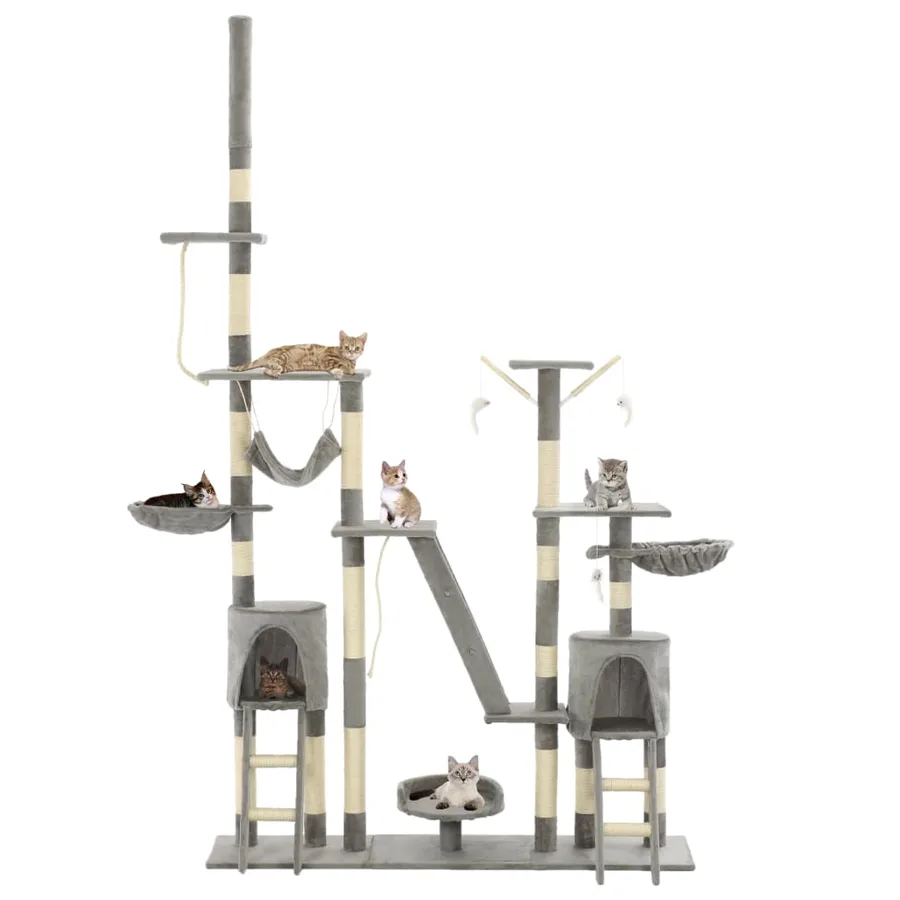 Arbre à chat avec griffoirs en sisal 230-250 cm Gris - 2