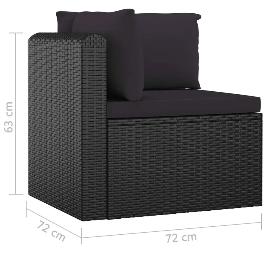 Salon de jardin 7 pcs avec coussins Résine tressée Noir - 10